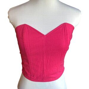 Vintage 80s Fredericks of Hollywood, Size S, Pink Strapless Cropped Bustier Top